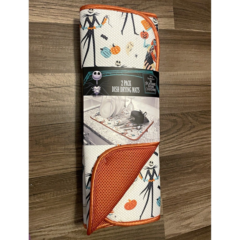Disney Nightmare Before Christmas 2-Pack Dish Drying Mats Jack Skellington Sally